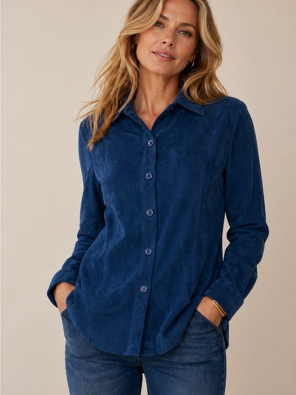 ✨ Notations Button Down Blouse – Soft Suede Feel ✨